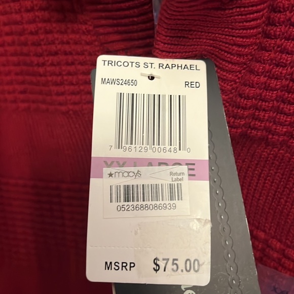 XXL Classy Holiday Cranberry Red Sweater with Fleece Collar Tricots St Raphael - Picture 7 of 7